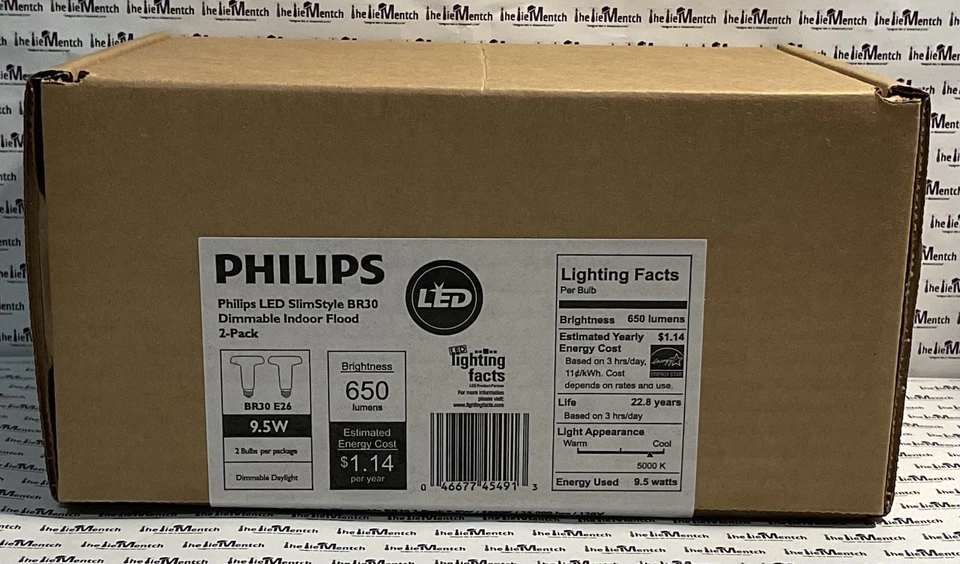 PHILIPS LED SlimStyle BR30 Dimmable Indoor Flood 2-Pack 9.5W/5000K/25000hrs/120V - Image 2 of 2