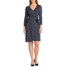 THE LIMITED Wrap Dress Womens M Dark Blue Grey V Neck Career Wear