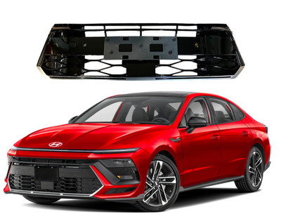 For 24-25 Hyundai Sonata Front Bumper Grille Black & SILVER W/Sensor Hole      