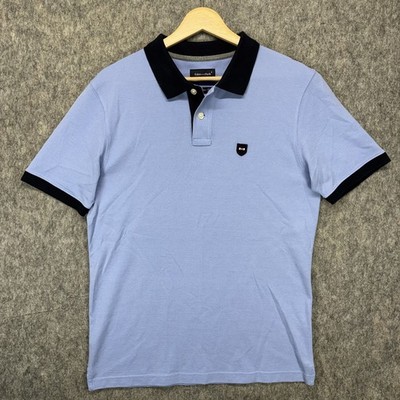 Eden Park Paris Polo Shirt Men's Medium Pima Cotton Short Sleeve Blue 