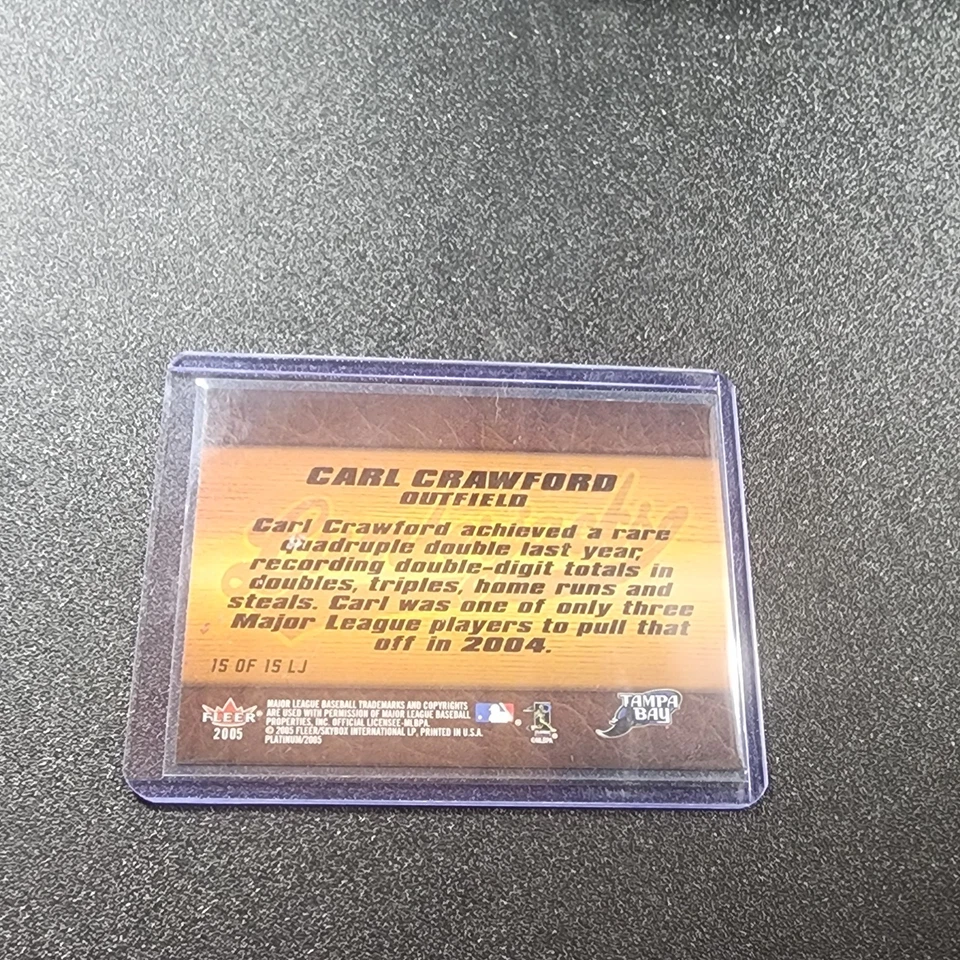 2005 Fleer Platinum - Lumberjacks Carl Crawford #15 LJ - Image 2 of 2