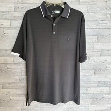 Callaway Polo Shirt Medium Gray Striped Opti-Dri Performance Golf Logo Mens