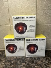3x Dummy Camera Fake Security CCTV Dome Camera Flashing Red LED Light In Outdoor