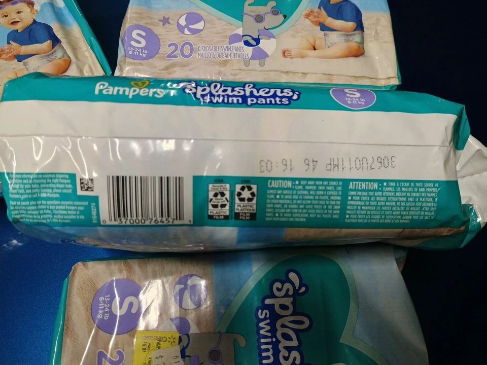 4-Packs Pampers Splashers Swim Diapers Sz Small 13-24 Pounds. Sealed - Image 3 of 3