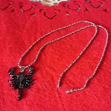 Black Metal Scorpion Pendant On Chain 33.5cm Great Gift Idea Unused