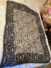 CHANEL 100 Cashmere Extra Large 76" Lightweight Wrap Scarf CC 5 Print Logo tag