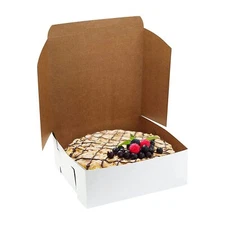 MT Products White Mini Cake Boxes - 8" x 3" Bakery Boxes No-Window - Pack of 15