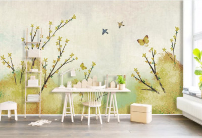 3D Butterfly Flower G2732 Wallpaper Wall Murals Removable Self-adhesive Honey