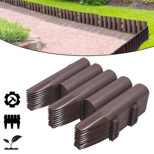30 x bordure de lit clôture enfichable bord de pelouse hauteur de clôture 150 mm en polypropylène marron - Photo 1/12