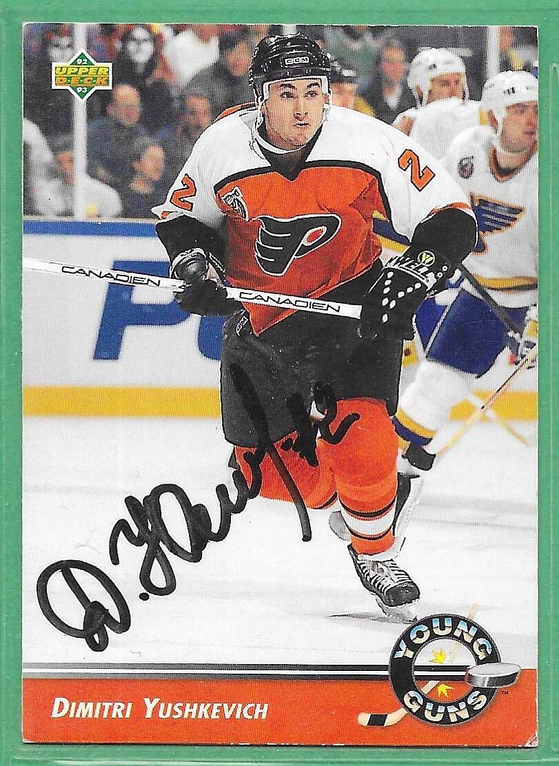 1992-93 Upper Deck Hockey *SIGNED* ~ Card #570 ~ Dimitri Yushkevich ~ Young Guns