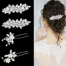  Rhinestone Wedding Hair Clips Hair Pins 4Pcs Crystal Fancy Barrettes for 