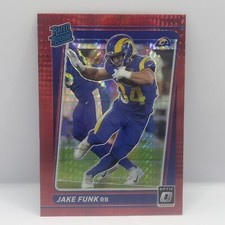 2021 Panini Donruss Optic Football Jake Funk Base RC #295 Hyper Red Prizm