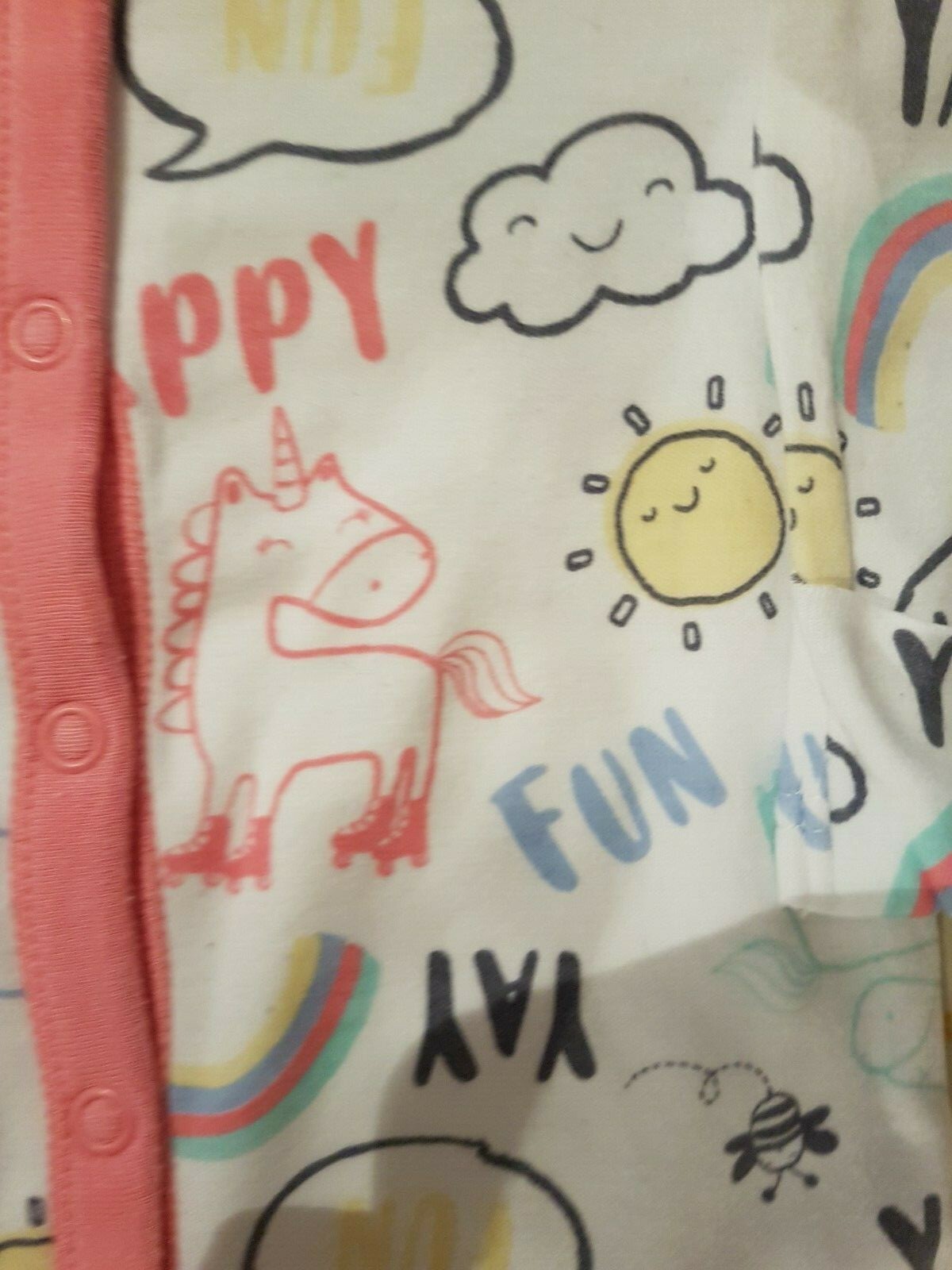 Nutmeg up to 1 month Baby Girl White Pink Long Sleeve Rainbow Sleepsuit