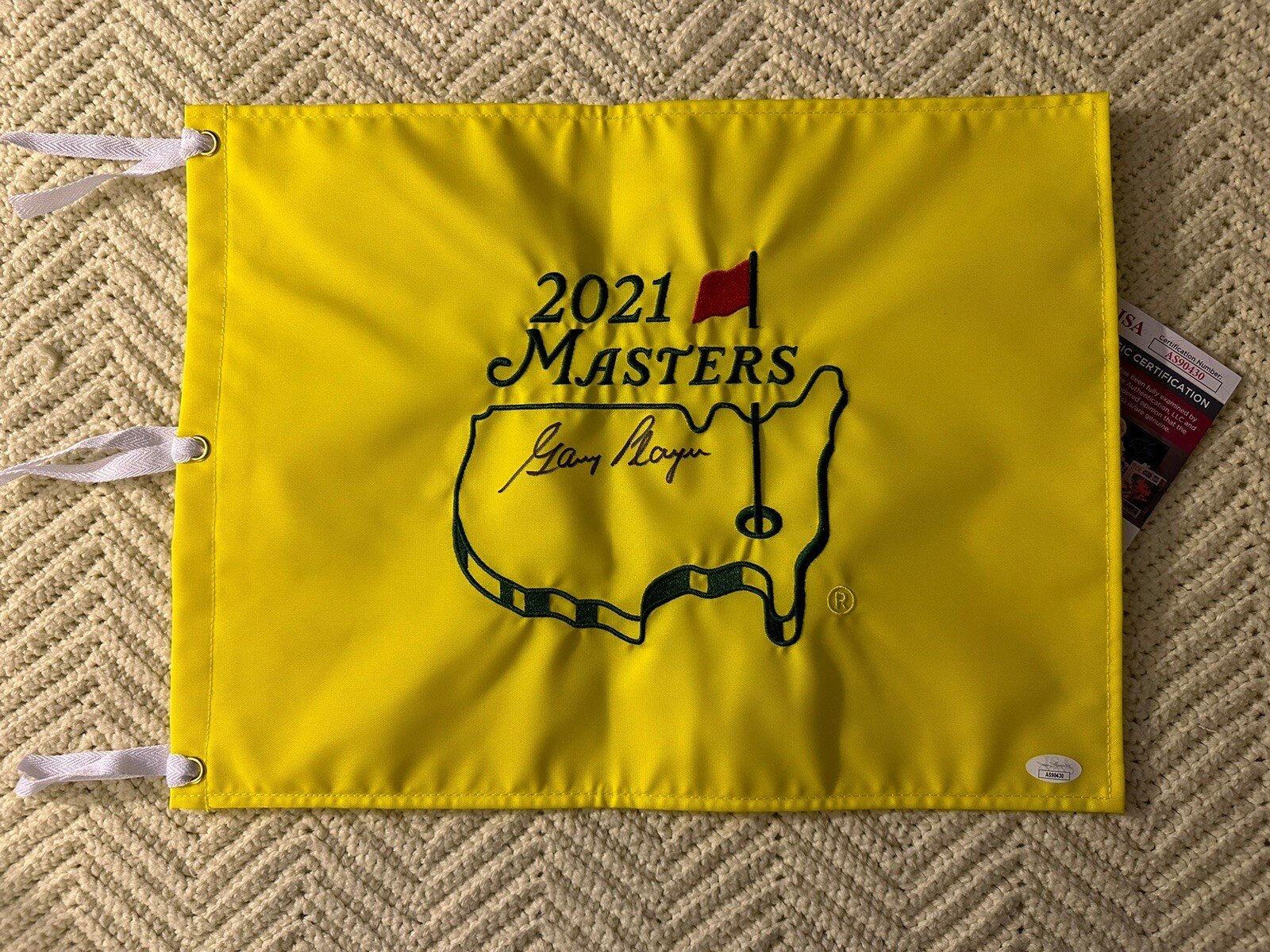 Gary Player Autographed Signed 2021 Masters Golf Flag Augusta JSA Authenticated COA 