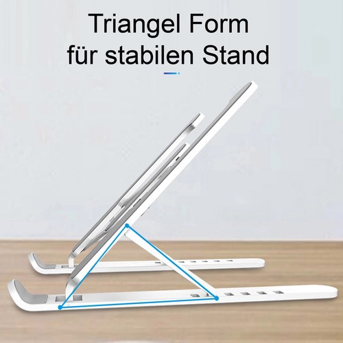 Höhenverstellbarer Laptop Ständer Aluminium Notebook Stand Faltbar Weiß - Picture 3 of 3