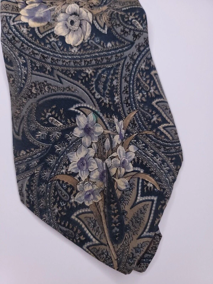 Corbata formal Henry Grethel para hombre 57"Lx3,75"W azul marino/gris Foto 2 de 4