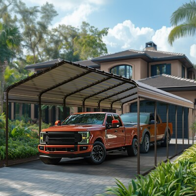 #ad 12x30ft Carport Upgraded Galvanized Steel Outdoor Carport Garage Shelter Grey $1483.99