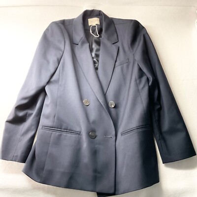 NWOT Sezane CHRISTIE JACKET Double breasted suit BLUE thin