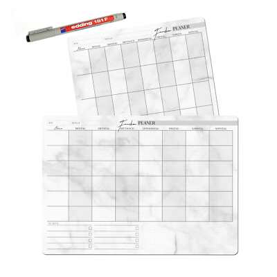 Familienplaner abwischbar Whiteboard A3 inkl. Stift Wochenplaner Kühlschrank