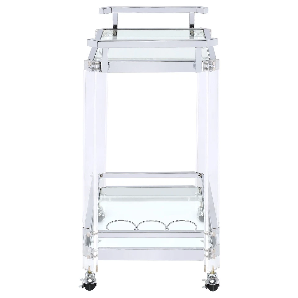 Carrinho de bar acrílico moderno Lucite carrinho de servir vidro vinho montanha-russa 902589 - Imagem 4 de 4