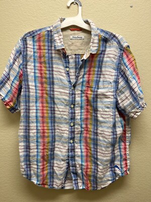 Tommy Bahama Large Plaid Short Sleeve Button shirt