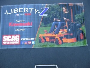 SCAG  LIBERTY Z,  BANNER,  NEW,  POWERED  BY  KAWASAKI