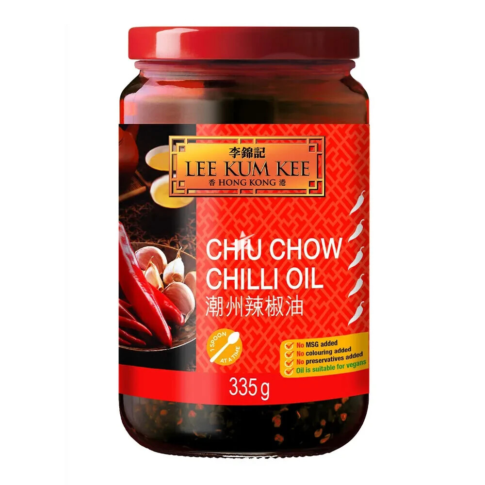 Lee Kum Kee Chiu Chow Chilli Oil Hot Sauce 335g 李錦記潮州辣椒油 VEGAN