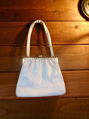 Jane Shilton leather handbag made in England ivory goldtone hardware small