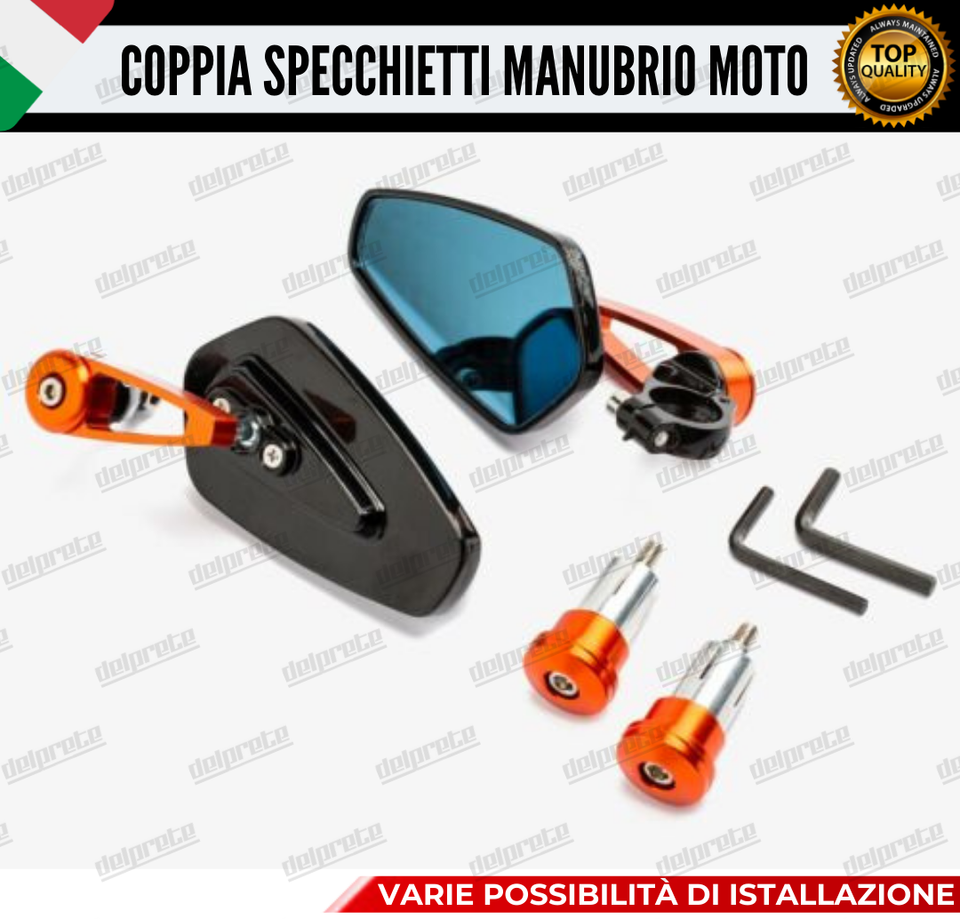 Pair Of Bar End Mirrors For Moto Guzzi V7 II, III, IV – Universal Fit, Black