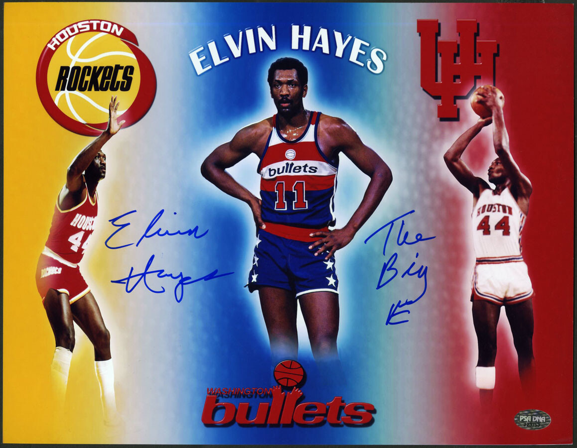 Elvin Hayes Autographed Signed Washington Bullets 11x14 Photo +The Big E PSA/DNA 