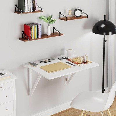 Folding Wall Mounted Drop Leaf Table Storage Shelf Desk With