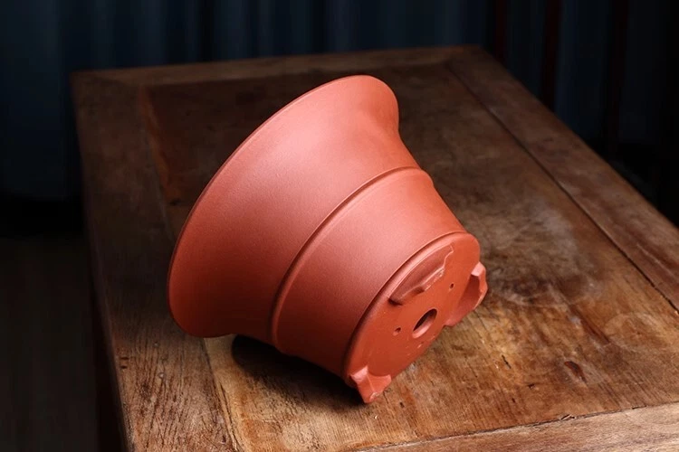 Maceta grande bonsai redonda ancha hecha a mano de 9,45 pulgadas antigua china Zisha Foto 2 de 4