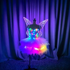 Colorful Butterfly Fairy Wings Princess Dress Perform Feather Skirt LED Gift
