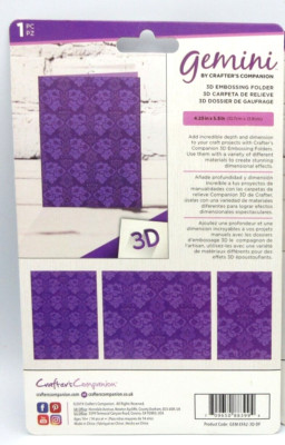Crafters Companion Gemini 3D Embossing Folder 4.25 by 5.5 Decorative ...