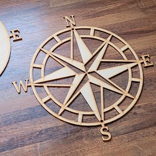 Large Wooden 3D Nautical Compass Ships Sea Sign Wall Door Hanging Plaque 6 mm - Picture 6 of 7