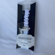 Wedding David Tutera White Satin Garter Bridal Attire With Rhinestone Jewelry