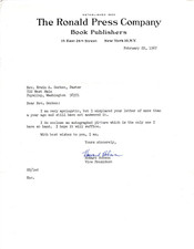 Howard Hobson Signed Letter 1967 / Autographed Basketball Hall of Fame