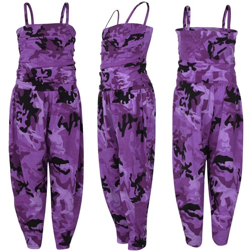 Kinder Mädchen Jumpsuit Camouflage Lila Trendy Mode All In One Jumpsuits 5-13 Jahre