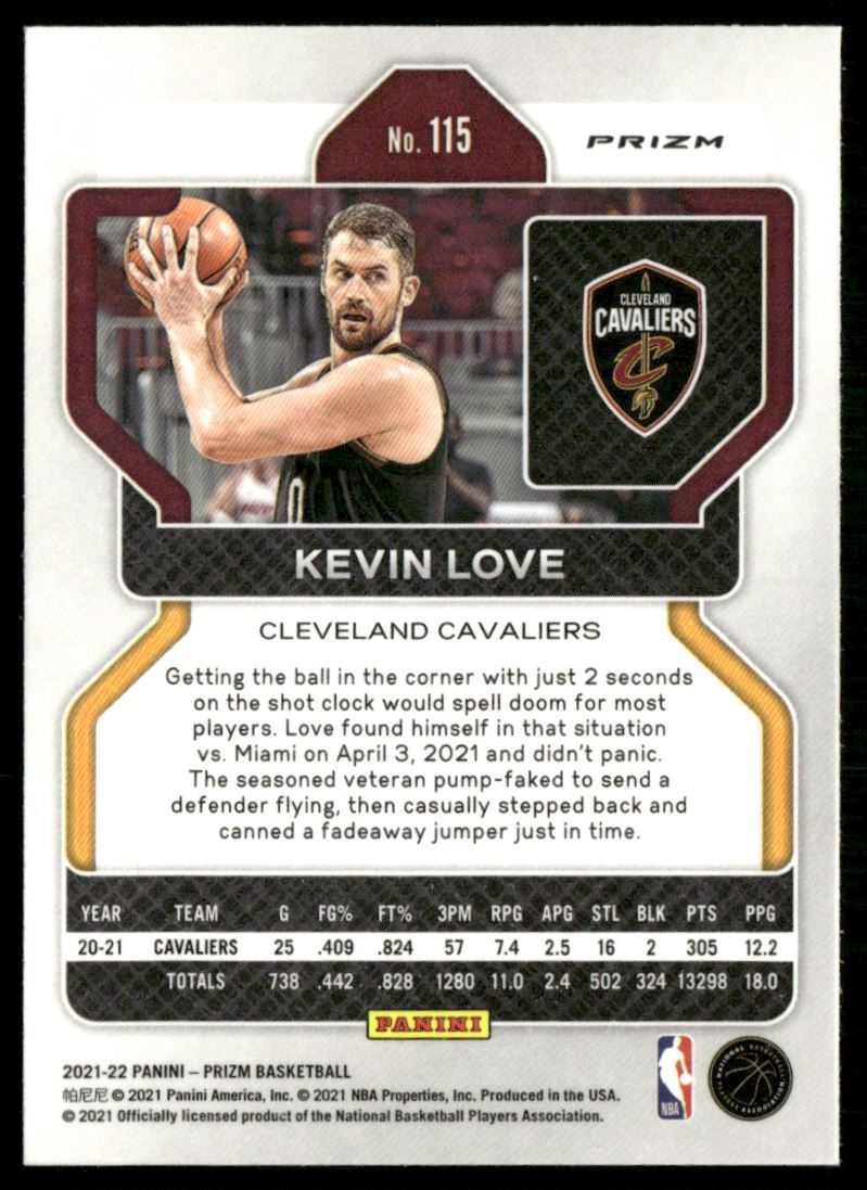 2021-22 Panini Prizm Silver Cracked Ice Prizm Kevin Love