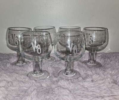 Vintage V-8 Vegetable Juice Logo 5.5'' Bloody Mary Goblet ~ Lot of 6