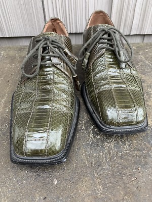Mens Georgio S Brutini Olive Green Genuine Snakeskin Size 9M