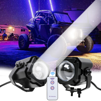 Pair For Can-am X3 RZR UTV ATV Laser RGB LED Whip Lights Whipless Antenna Remote