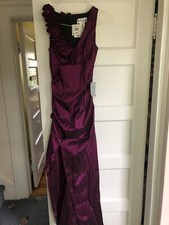 Betsy And Adam Plum Color Fitted Ruched Straight Gown