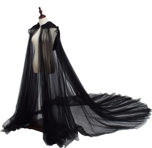 Halloween Costume for Hood Tulle Wedding Bridal Floor Length Cloak Cape dress
