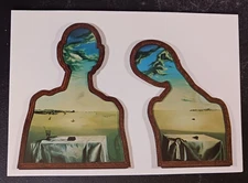 postcard art Salvador Dali Couple with their Head Full of Clouds unposted