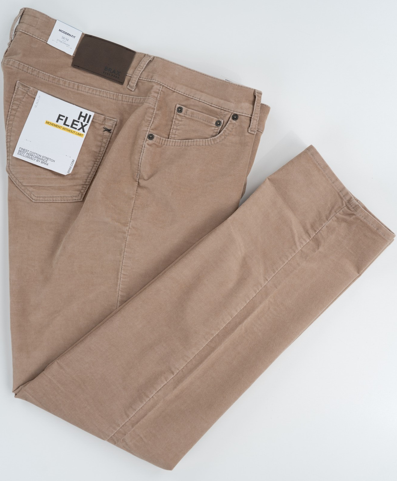 Повседневные бежевые джинсы BRAX Chuck из эластичного хлопка Hi Flex Modern Fit 38 x 34