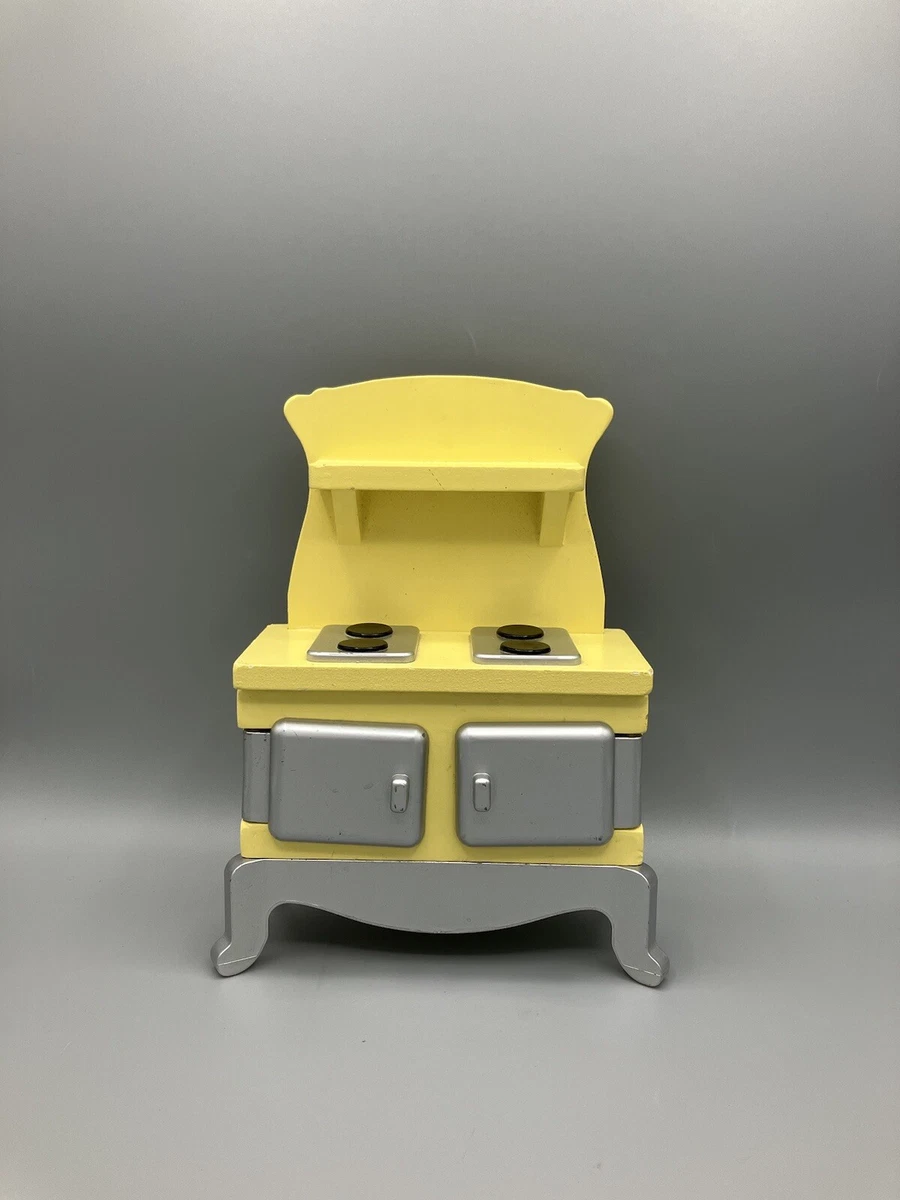 Kidkraft Dollhouse Yellow Wood Stove Oven Hutch w/ Doors Doll Furniture  8.5” | eBay