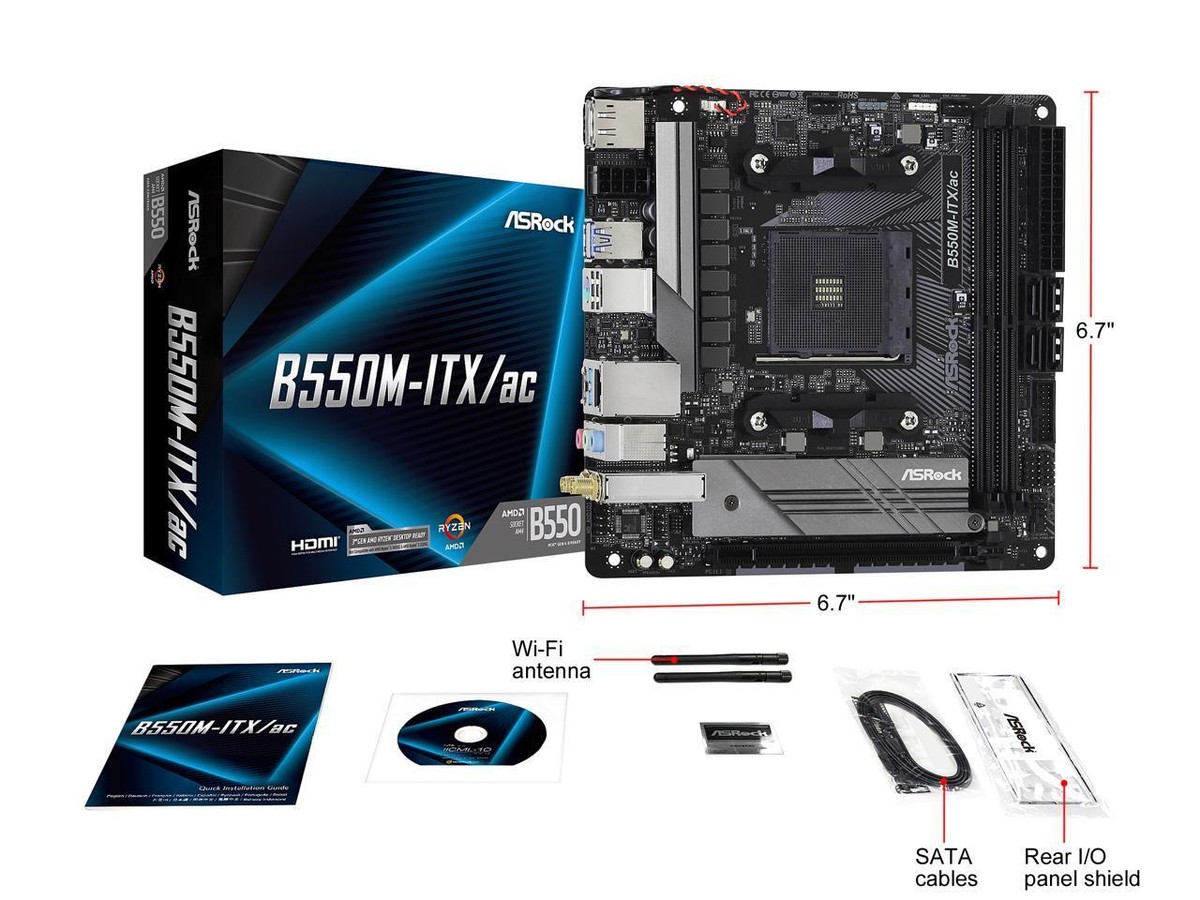 ASRock B550M-ITX/AC AM4 AMD B550 SATA 6Gb/s Mini ITX AMD