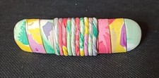Vtg Large Barrette Hair Clip Colorful 80s Bright Rainbow Accessory With Gold