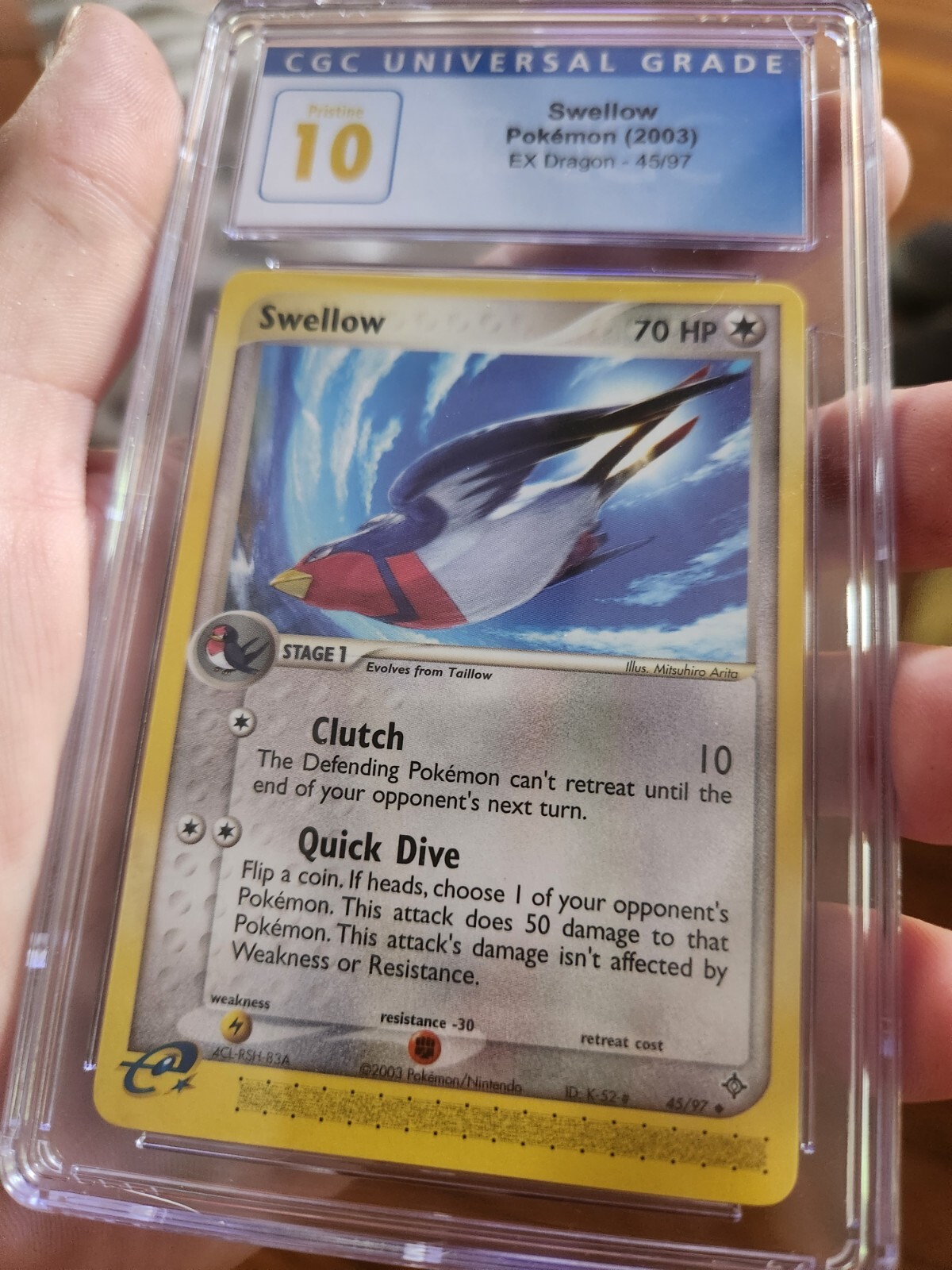 (POP 4) CGC 10 PRISTINE Pokemon Swellow 45/97 EX Dragon 2003 eReader ...